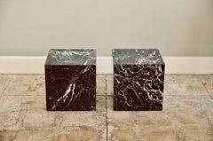 Pair of Veined Marble Block Side Tables or Coffee Table