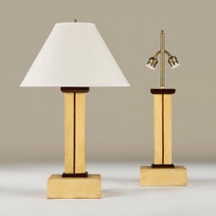 Pair of vellum and wood Art Deco table lamps attributed to Paul Dupré-Lafon
