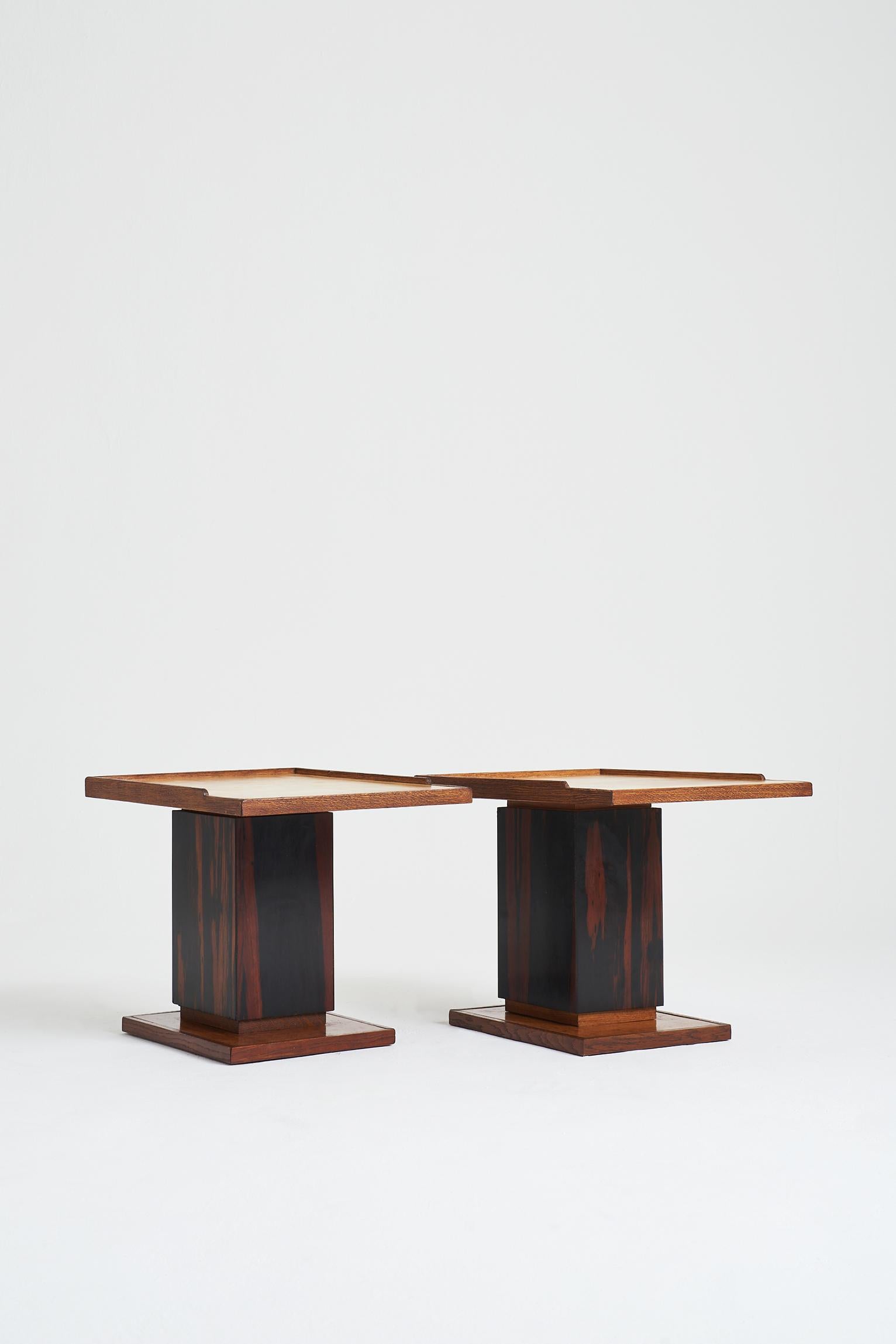 20th Century Pair of Velum Side Tables in the manner of Paul-Dupré Lafon