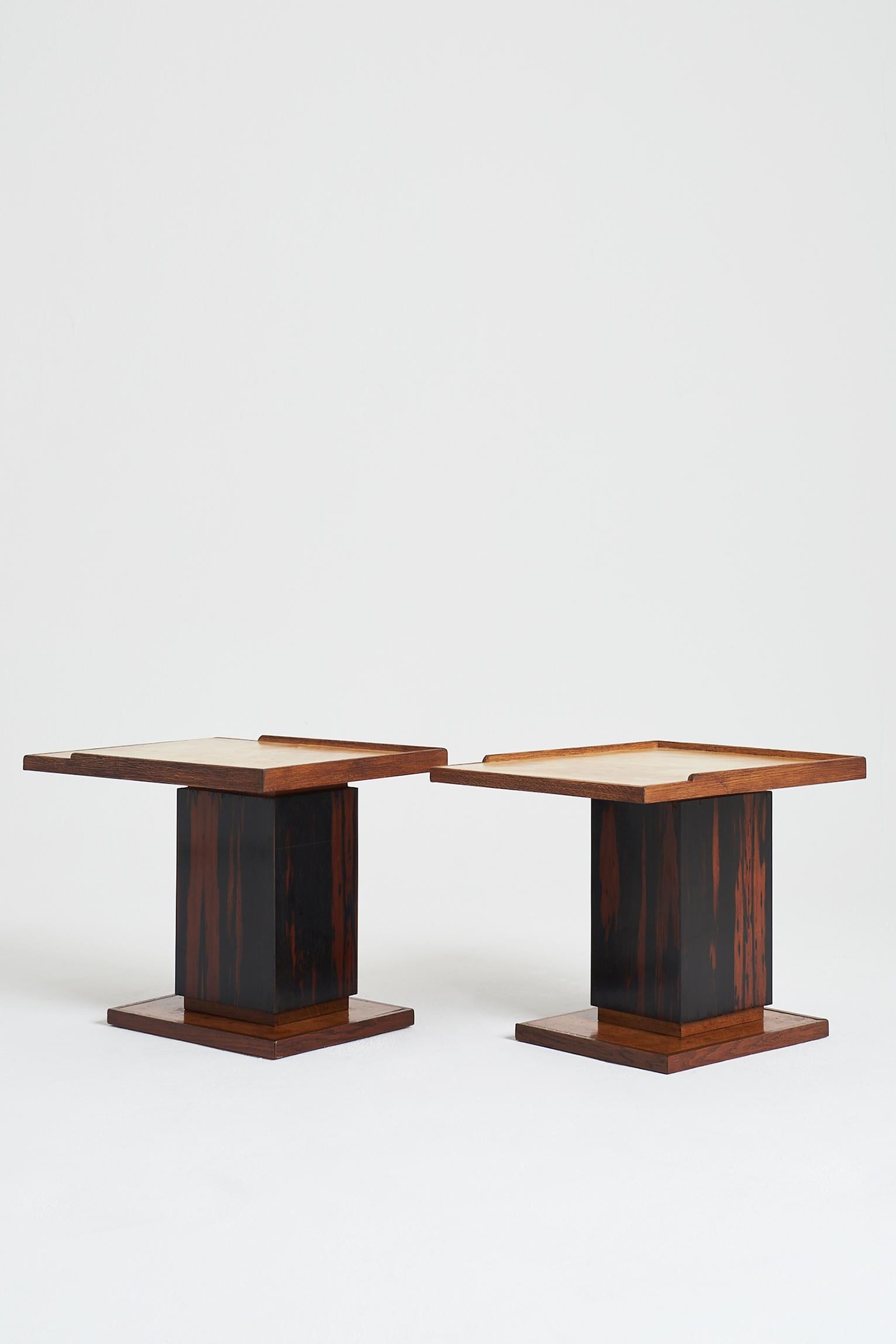 Pair of Velum Side Tables in the manner of Paul-Dupré Lafon 1