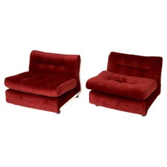 Pair of velvet armchairs 'Amanta' by Mario Bellini, 1970s