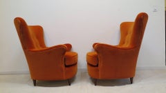 Pair of Velvet Armchairs by Angeli Renato and Claudio Luigi