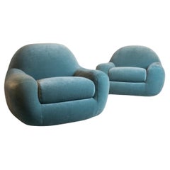 Paire de velours Fauteuils Beka des années 70
