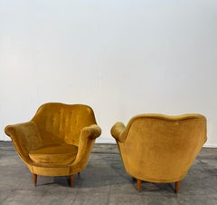 Pair of Velvet Armchairs by Federico Munari with Matching Sofa Available, Italy