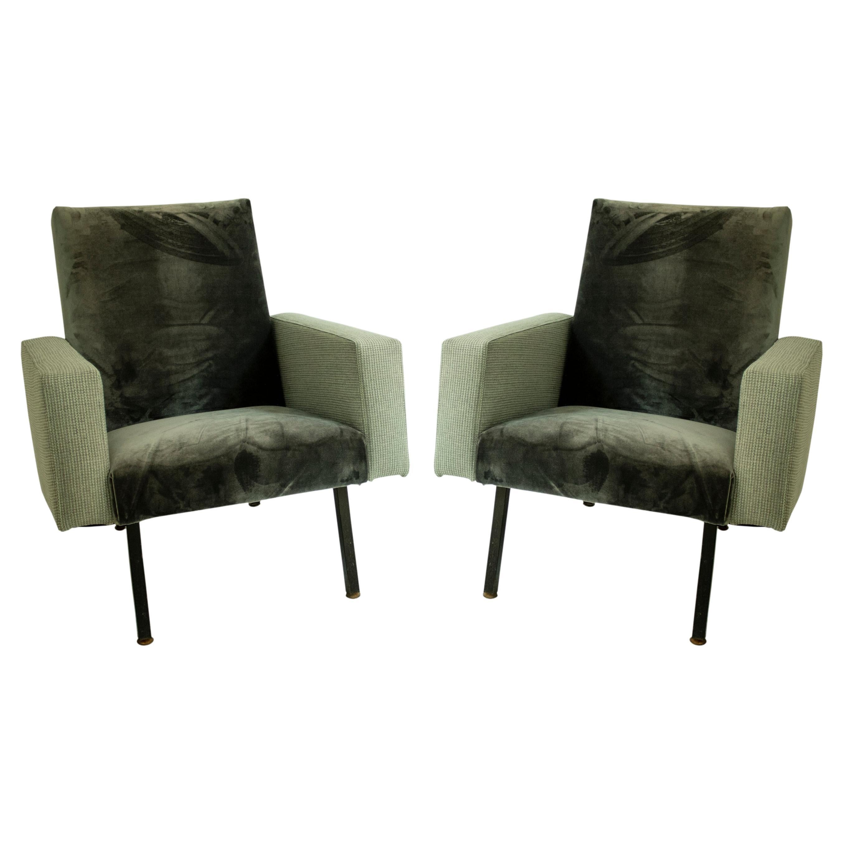 Pair of velvet armchairs. Italy, 1950.