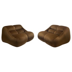 Pair of Velvet Armchairs Model Ciuingam by De Pas Durbino and Lomazzi