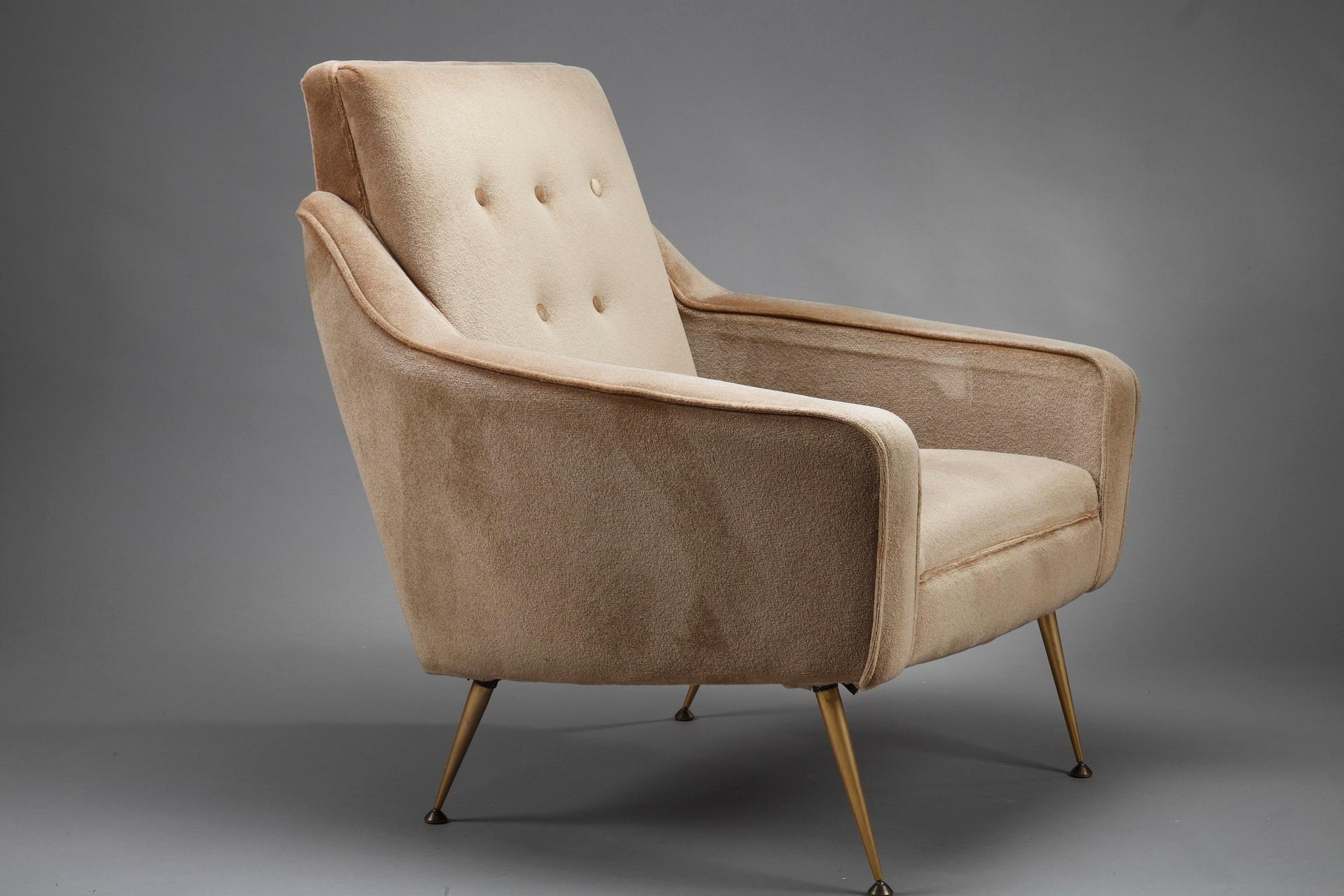 Bergre-Stühle aus Samt, 1950er Jahre, Paar im Zustand „Gut“ im Angebot in Paris, FR