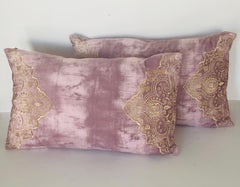 Pair of Velvet Blush Pink with Gold Embroidery
