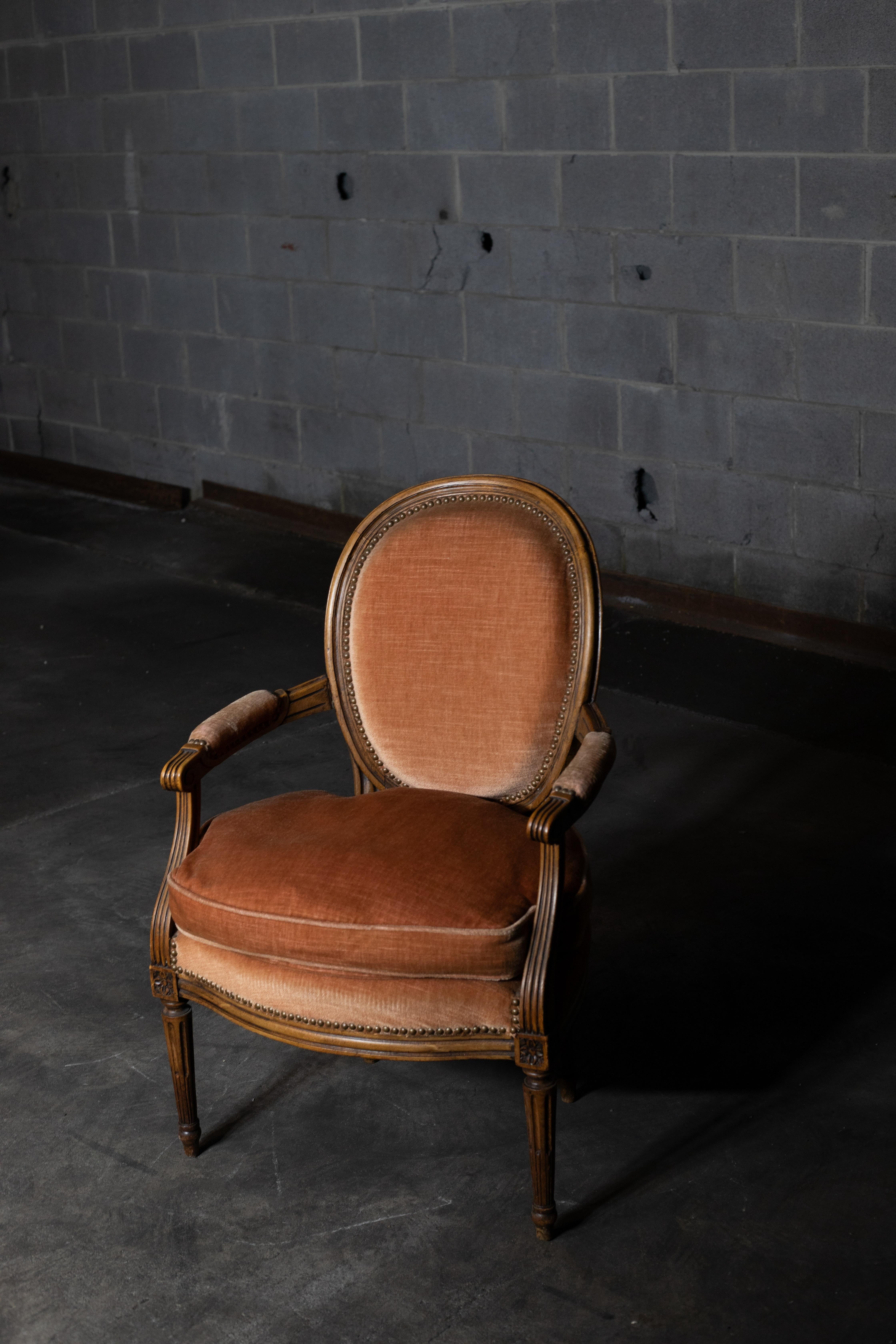 Louis XVI Pair of Velvet Chairs For Sale