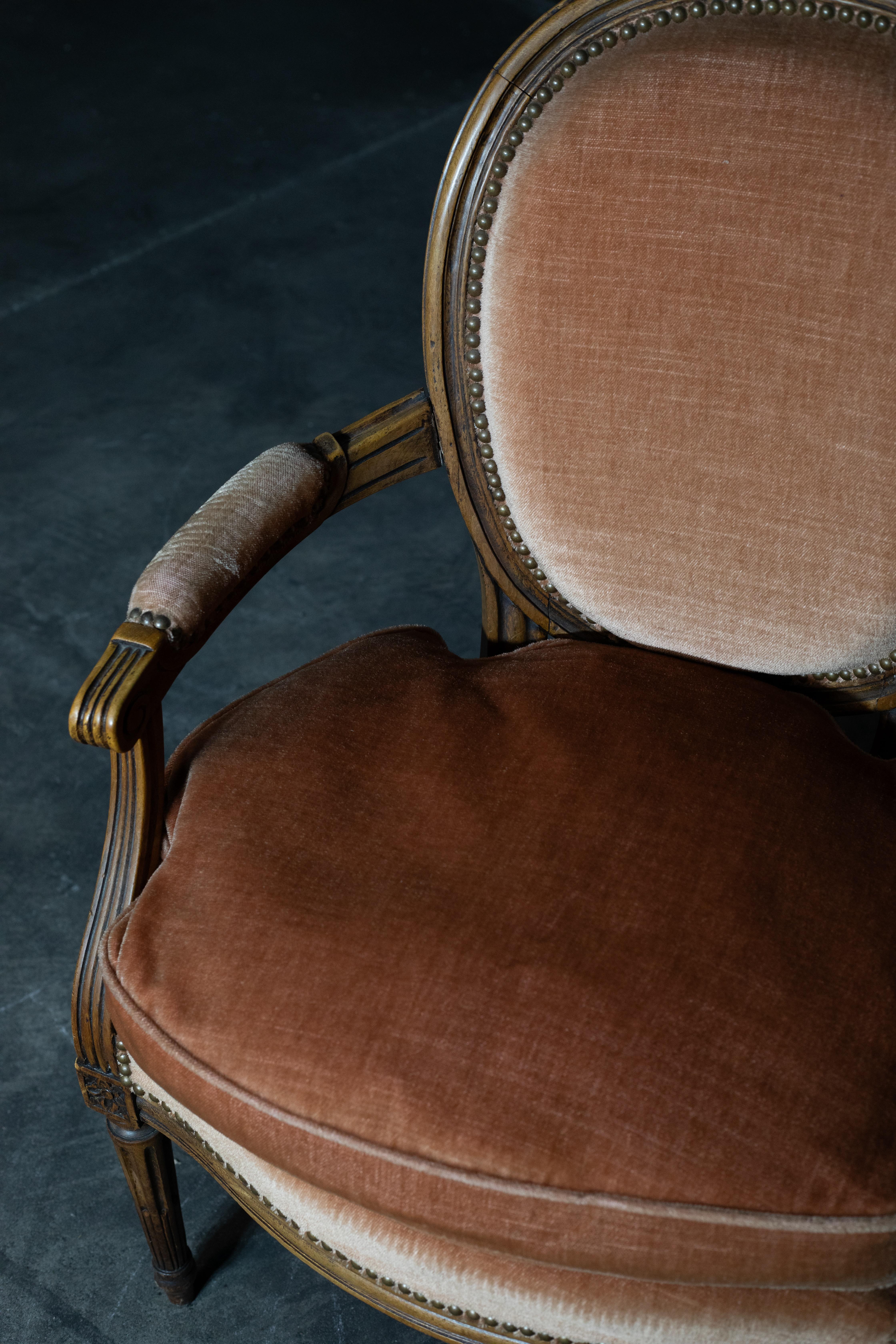 18th Century Pair of Velvet Chairs For Sale