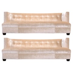 Pair of Velvet Dumont Sofas by Mitchell Gold + Bob Williams