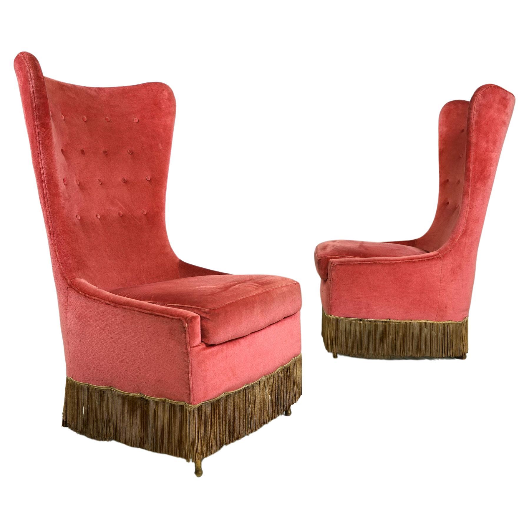 Pair of velvet Easy Chairs by Cesare Lacca, circa 1950