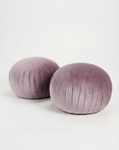 Pair of Velvet Ottoman Poufs by Directional