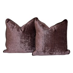 Handmade Velvet Pillows with Leather Welting