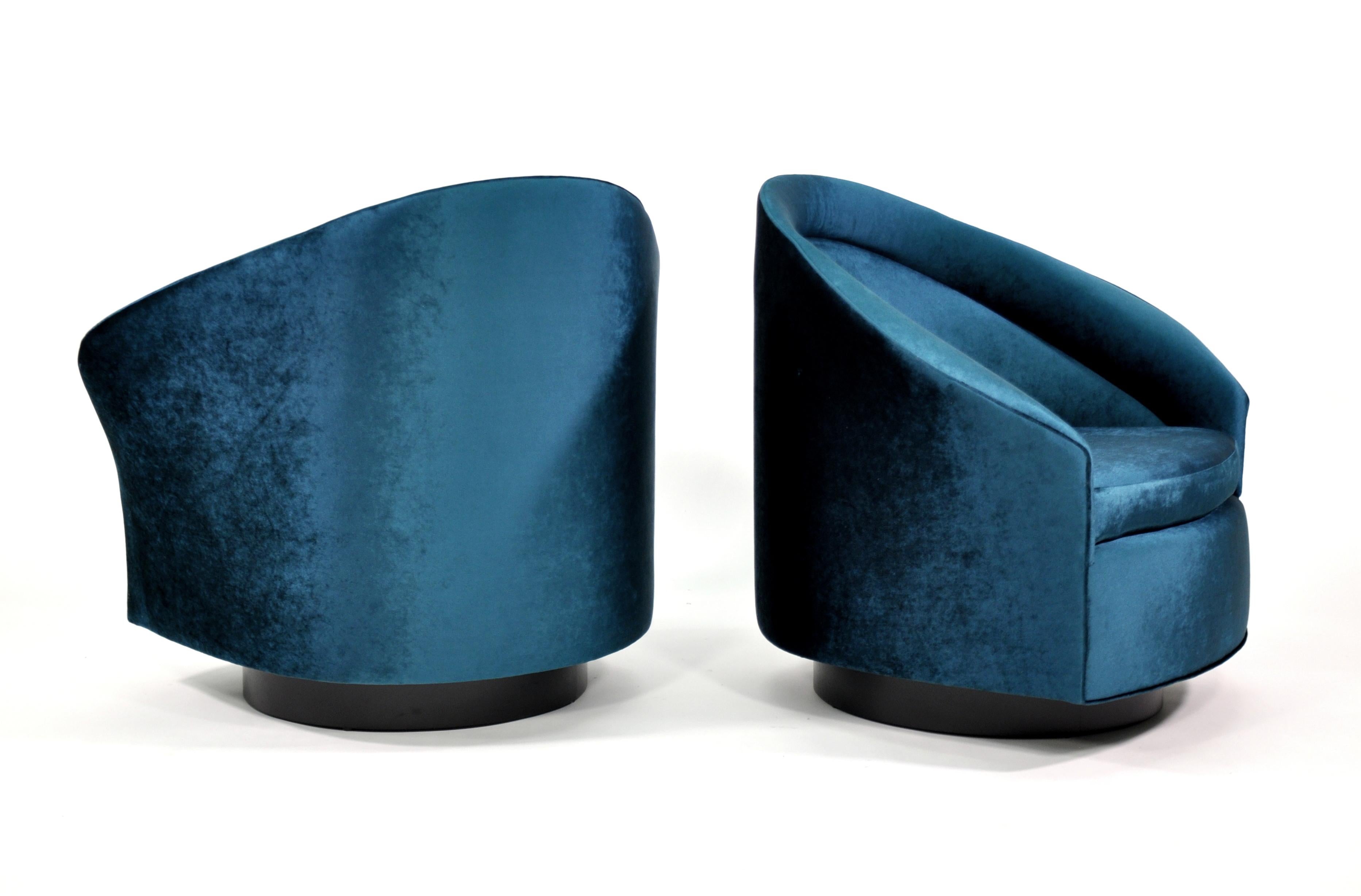 Pair of Velvet Rocking Swivel Chairs by Adrian Pearsall 2