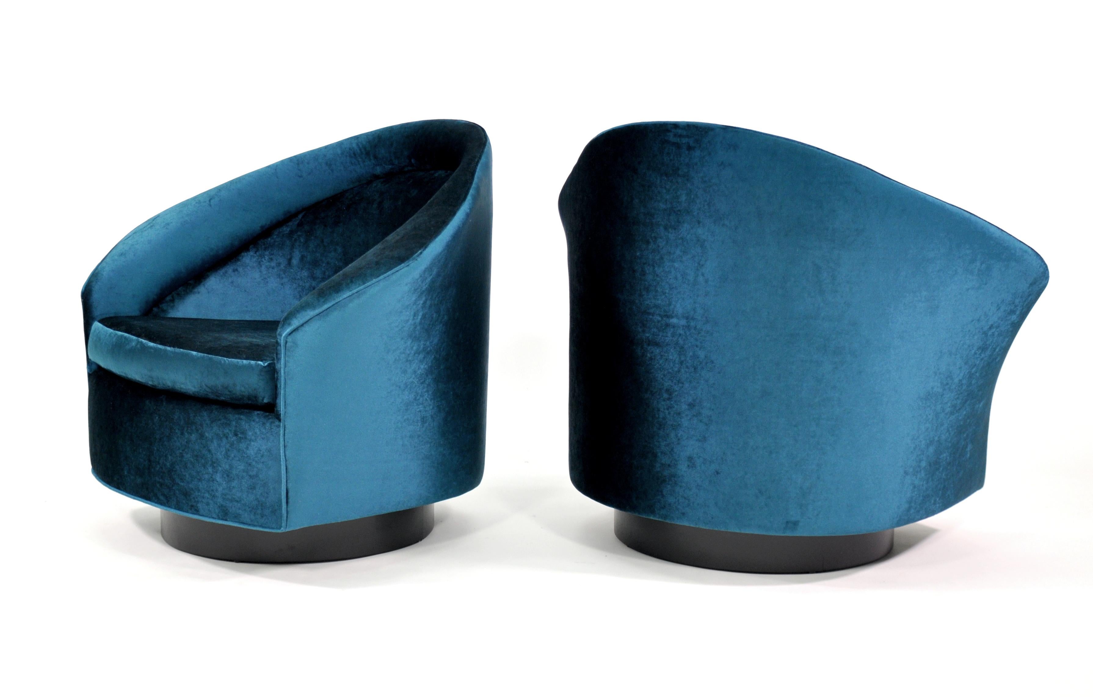 Pair of Velvet Rocking Swivel Chairs by Adrian Pearsall 3