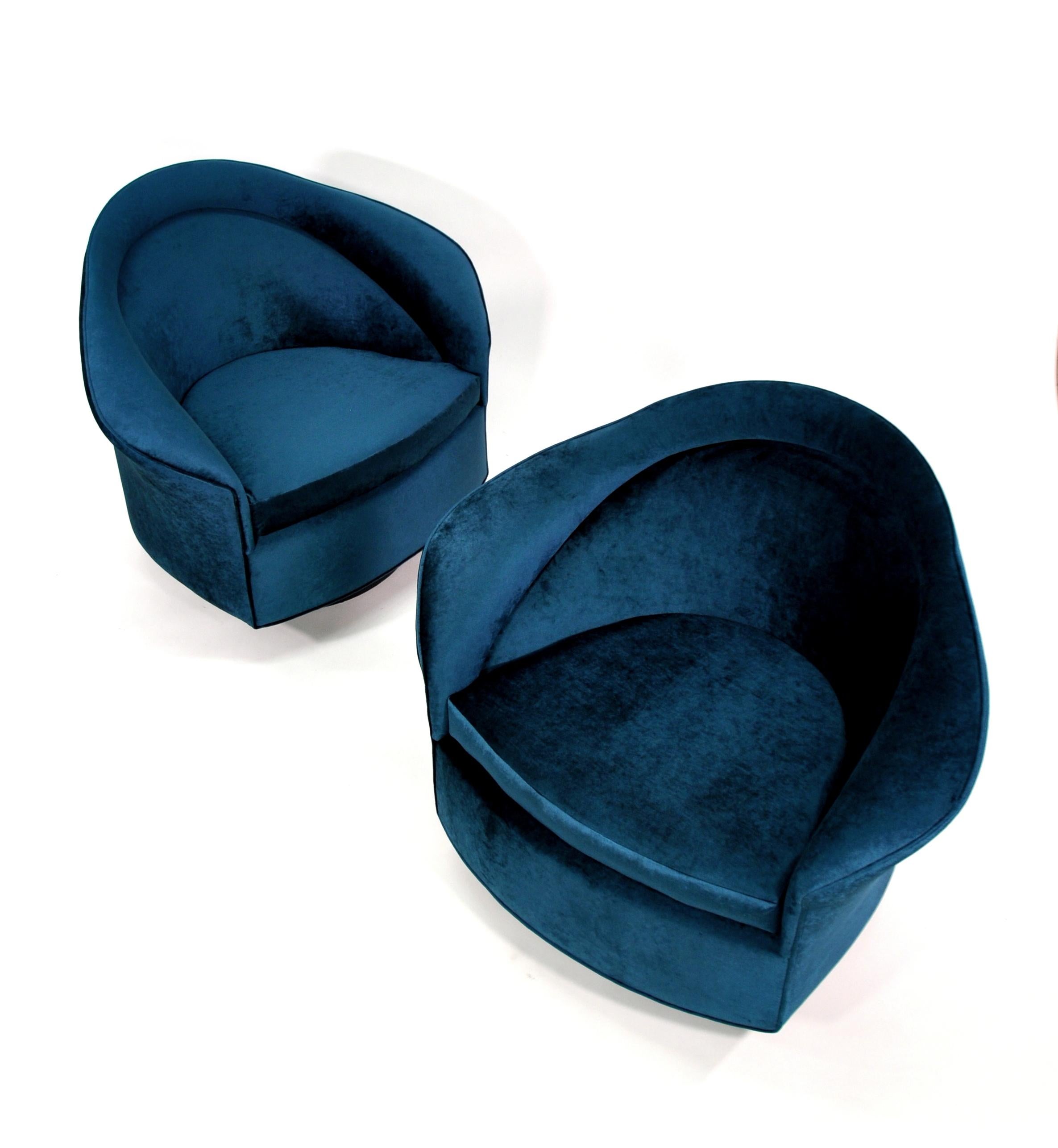 Pair of Velvet Rocking Swivel Chairs by Adrian Pearsall 4