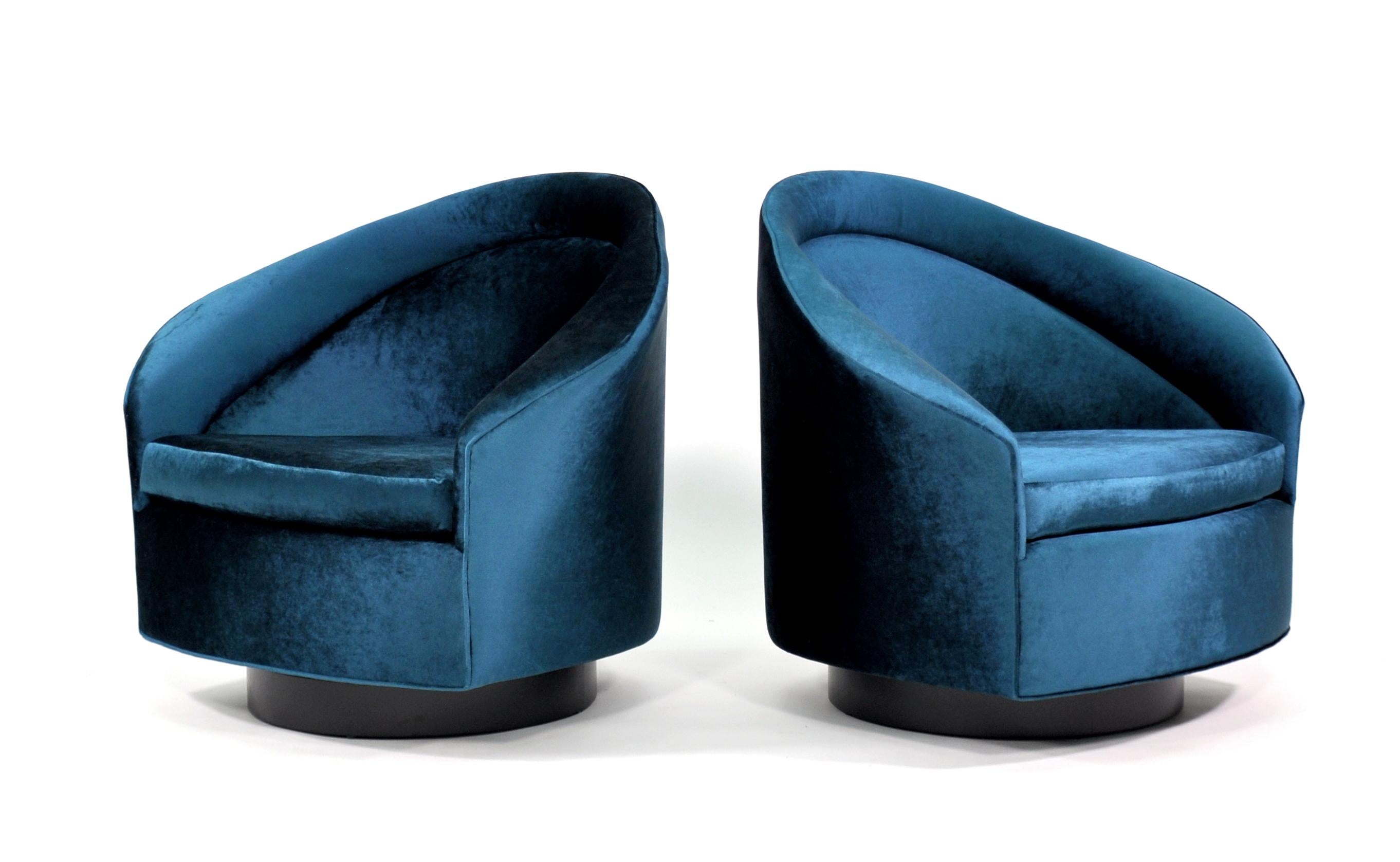 Pair of Velvet Rocking Swivel Chairs by Adrian Pearsall 5