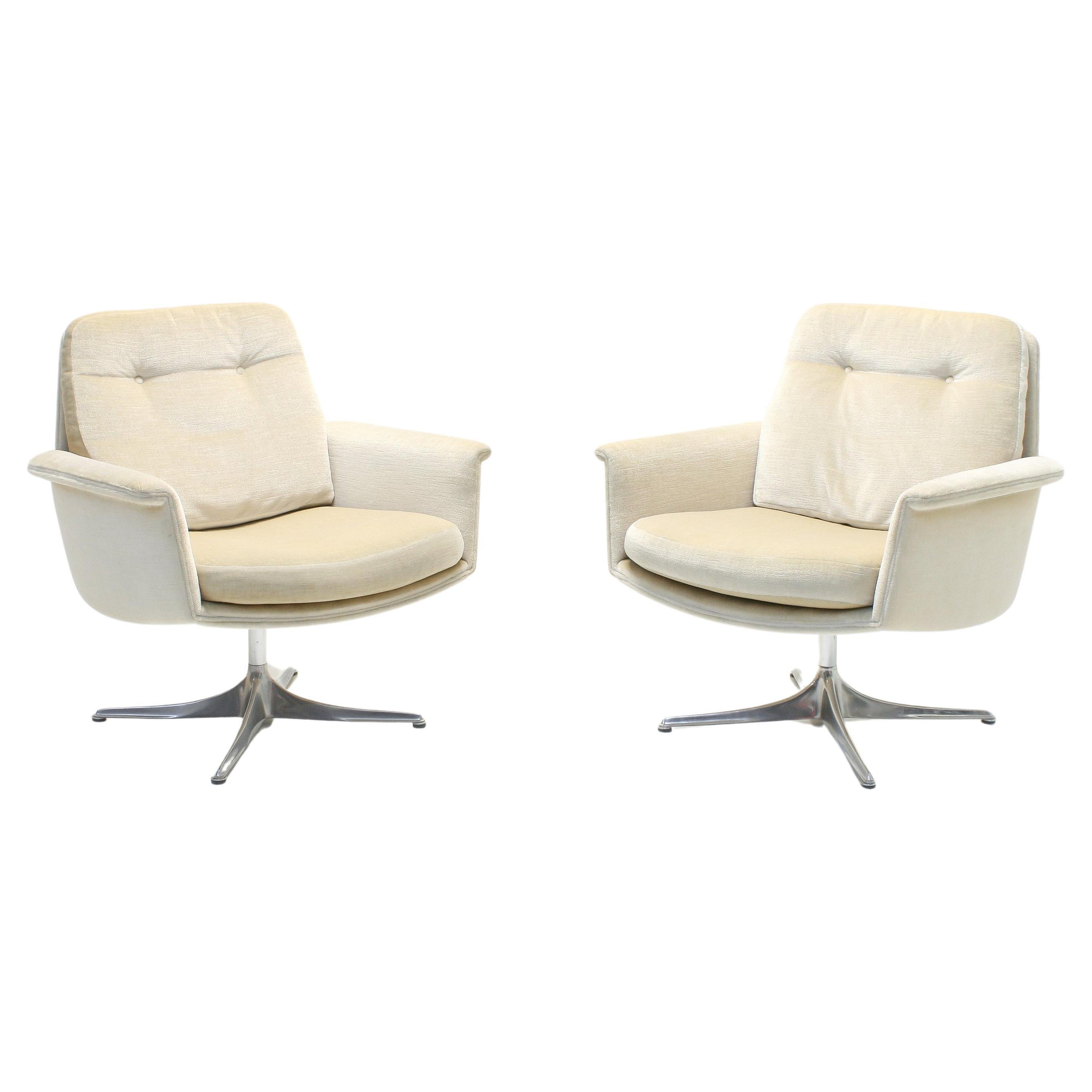 Pair of Velvet Sedia Lounge Chairs by Horst Brüning for COR, Germany, 1960s For Sale