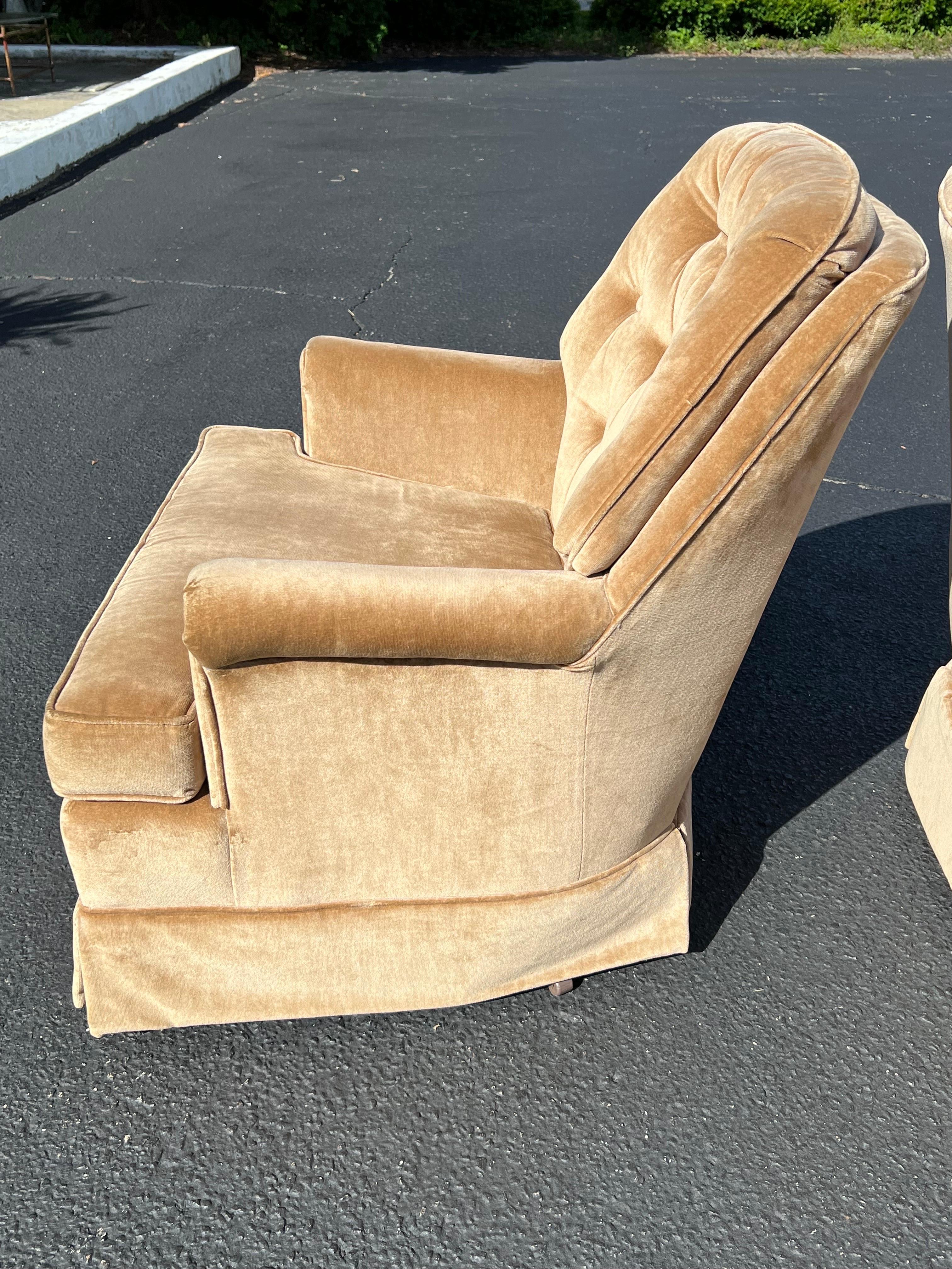 Pair of Velvet Swivel Chairs 5