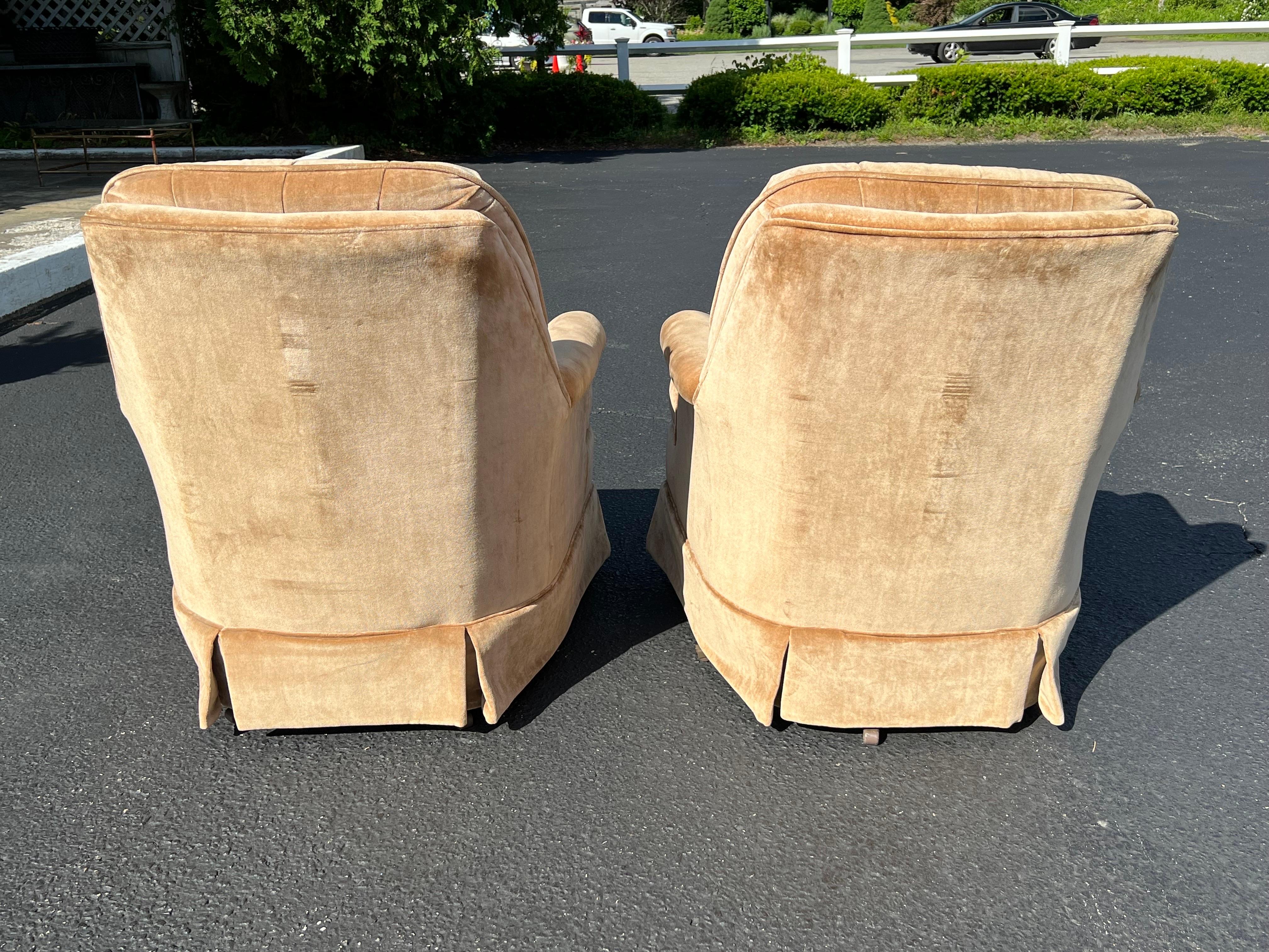 Pair of Velvet Swivel Chairs 6