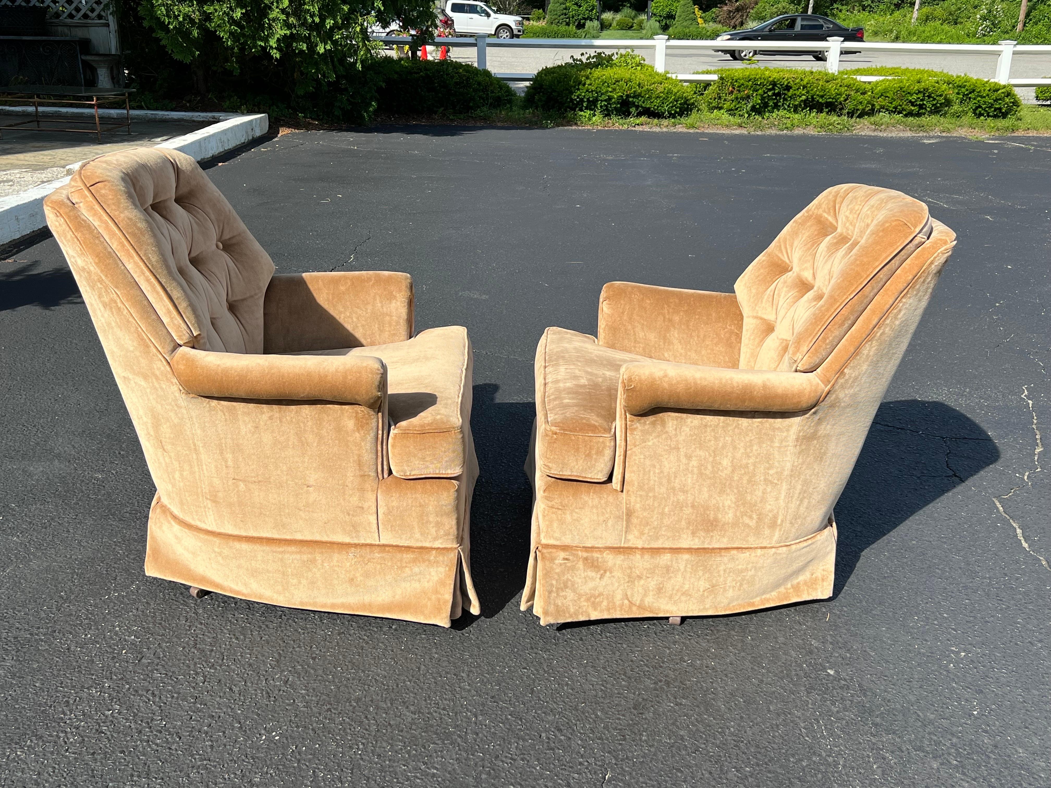 Pair of Velvet Swivel Chairs 7