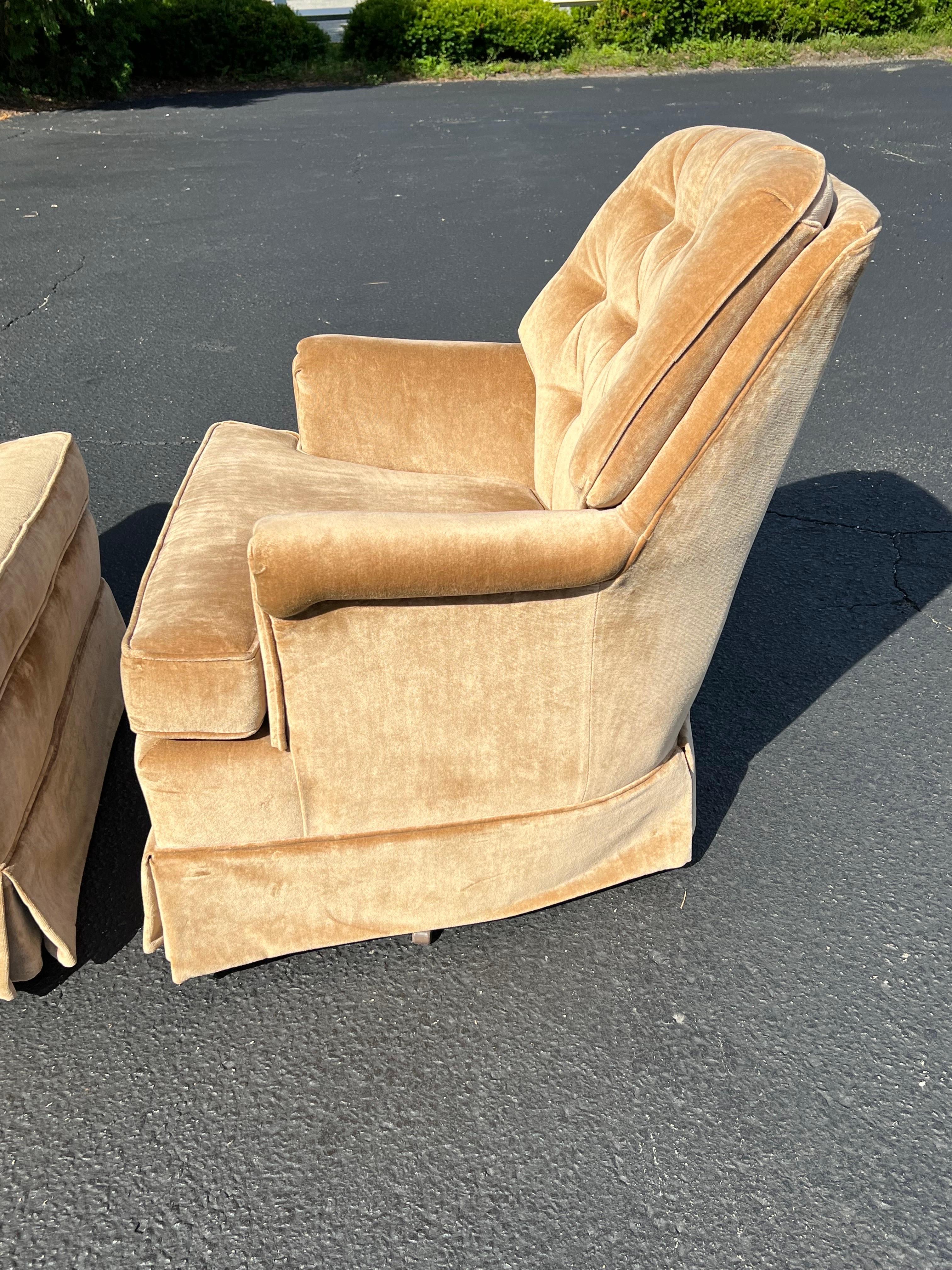 Pair of Velvet Swivel Chairs 8