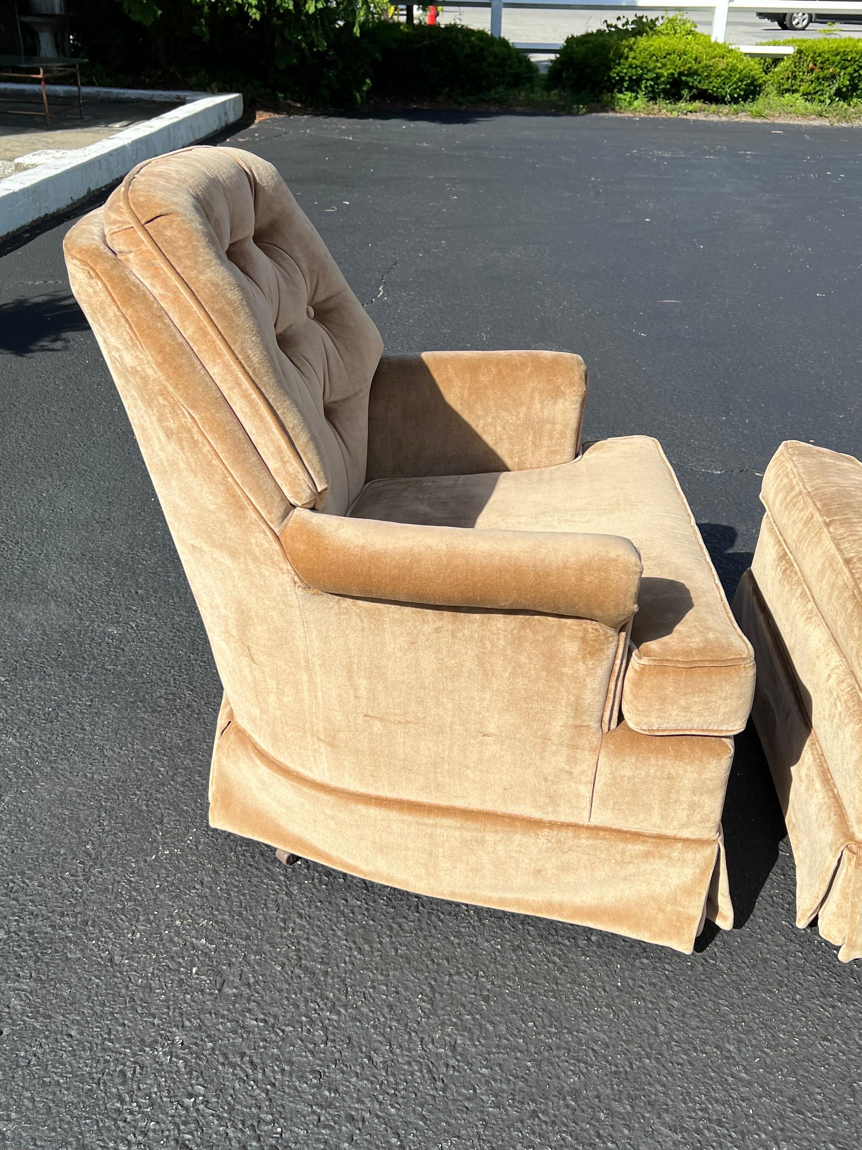 Pair of Velvet Swivel Chairs 9