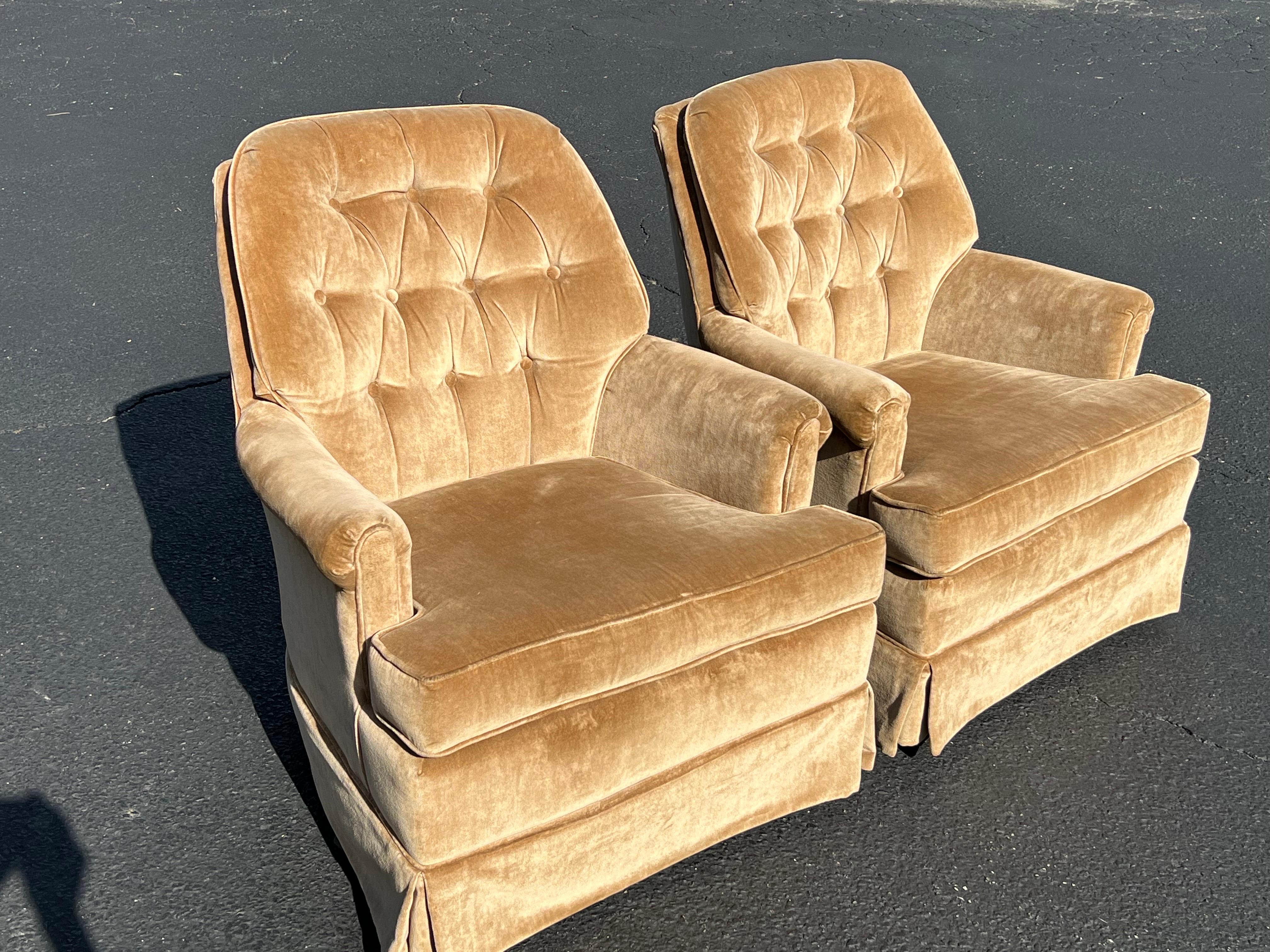 Pair of Velvet Swivel Chairs 10