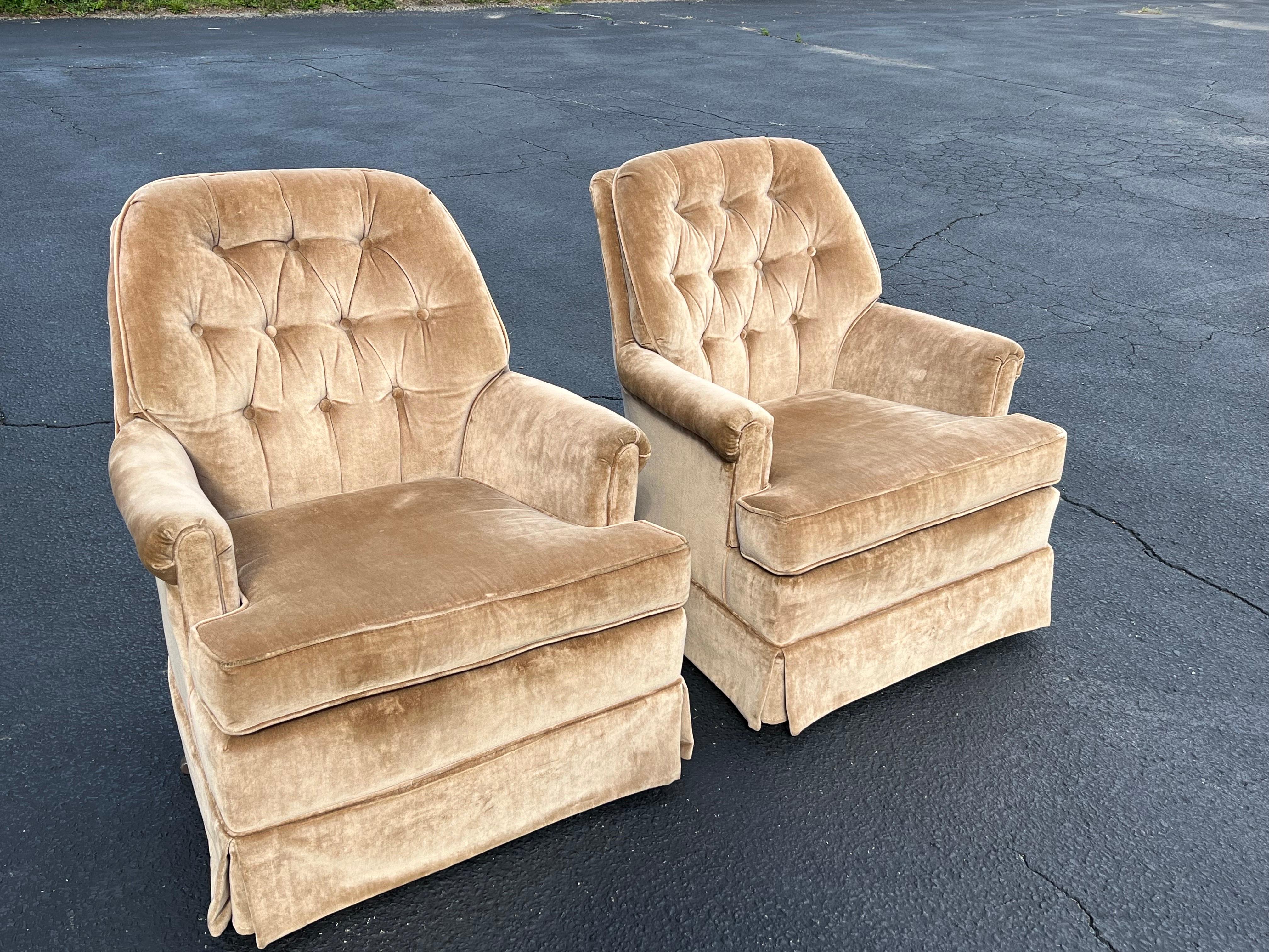 Pair of Velvet Swivel Chairs 1