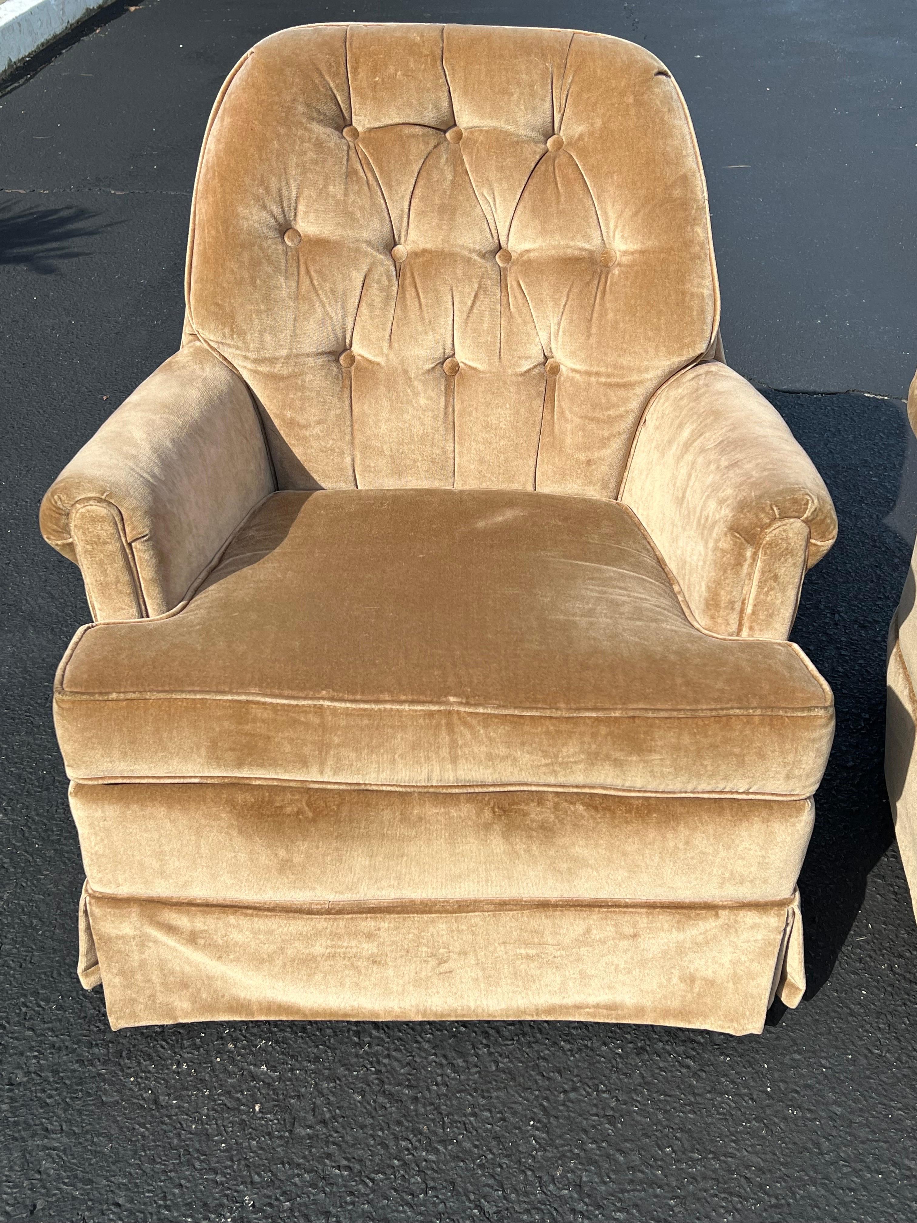 Pair of Velvet Swivel Chairs 2