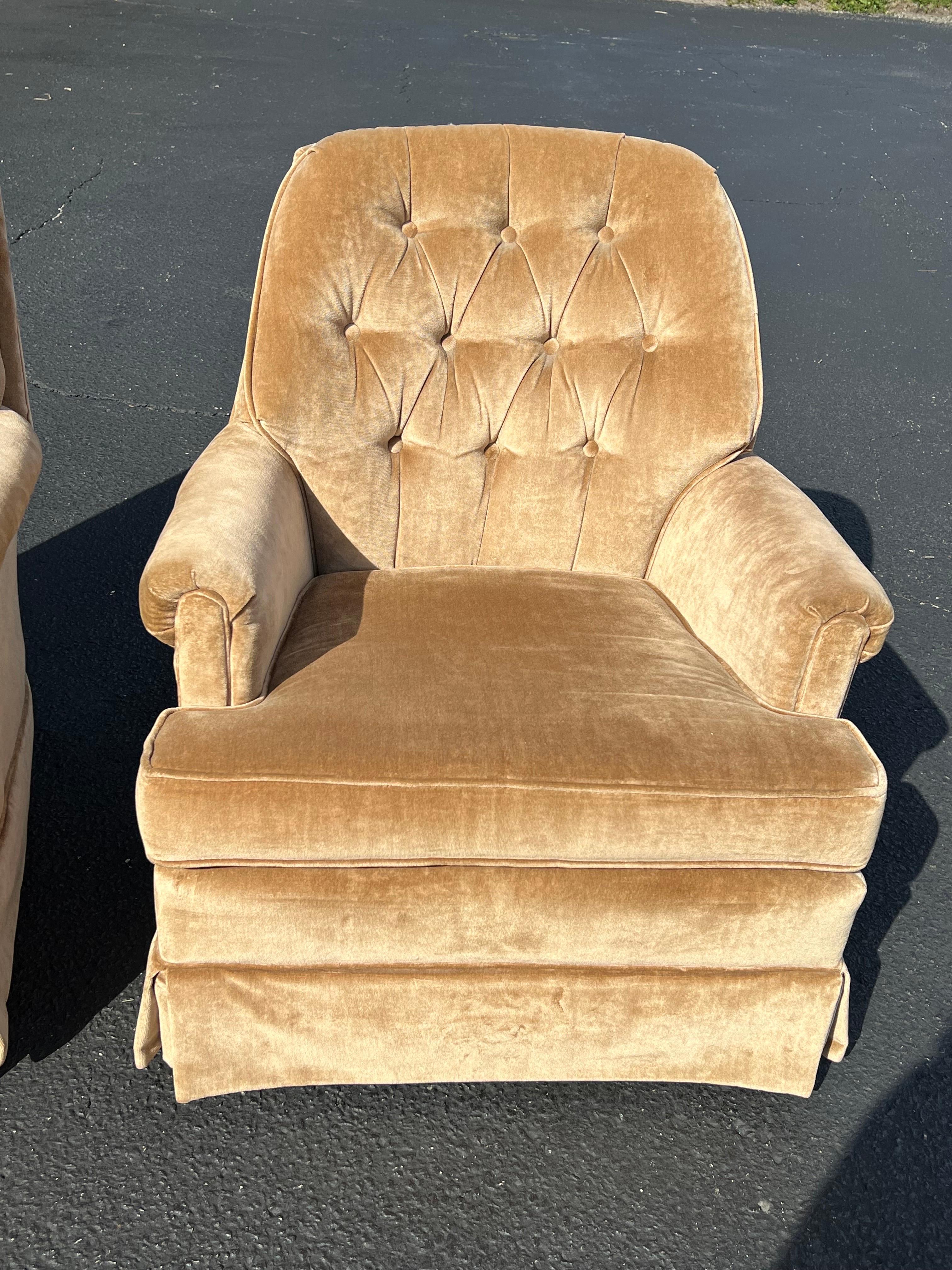 Pair of Velvet Swivel Chairs 3