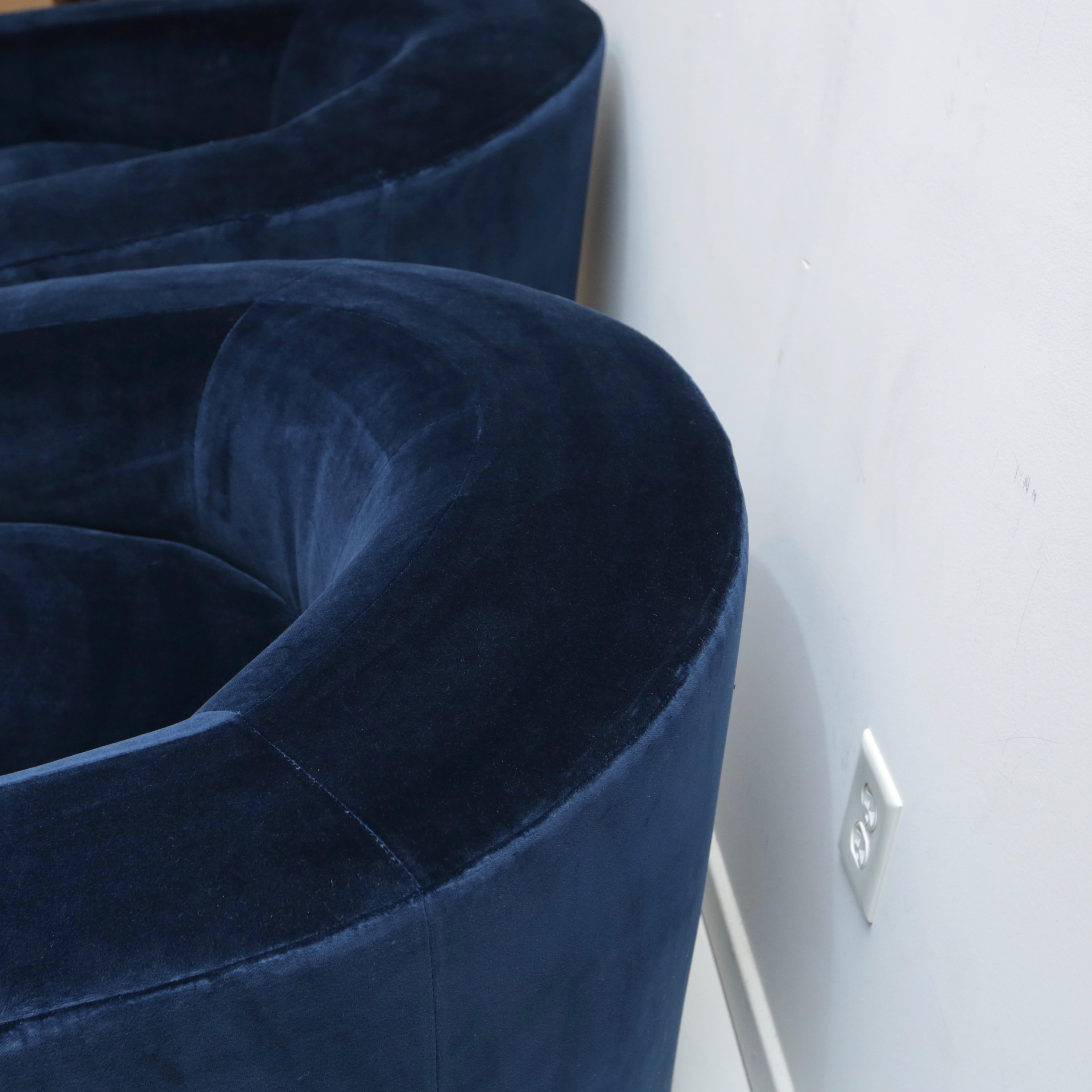 Contemporary Pair of Velvet Tub Chairs