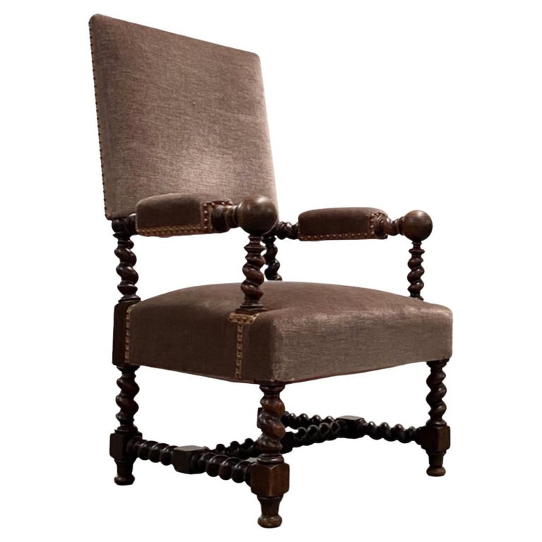 Pair of Velvet Upholstered Armchairs For Sale at 1stDibs