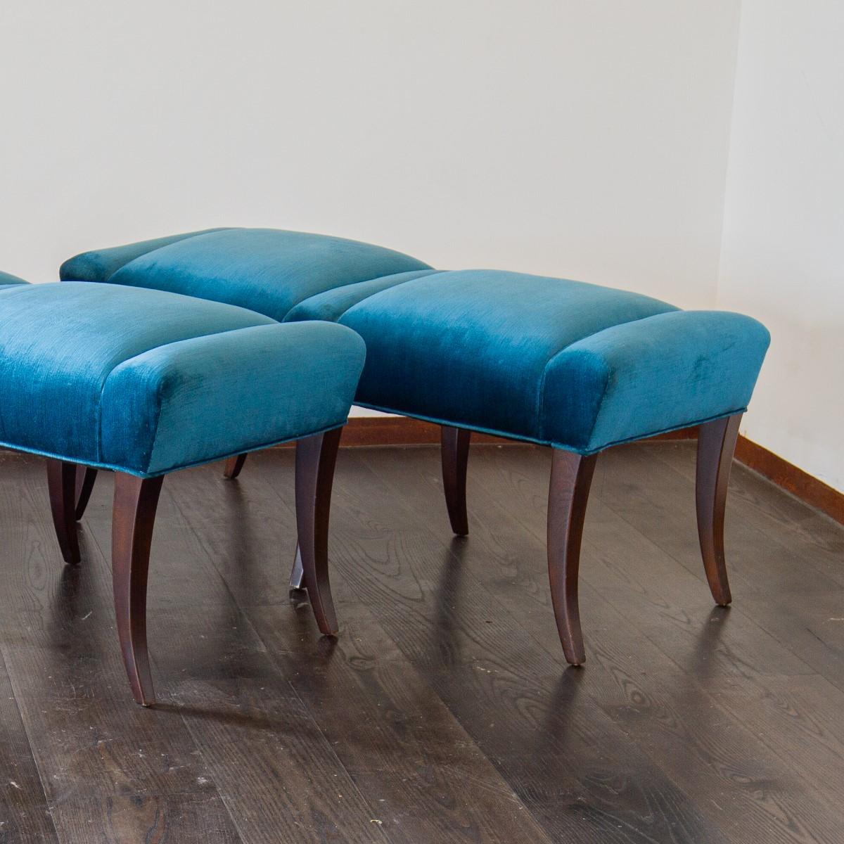 Pair of Velvet Upholstered Benches in the Manner of Parzinger 5