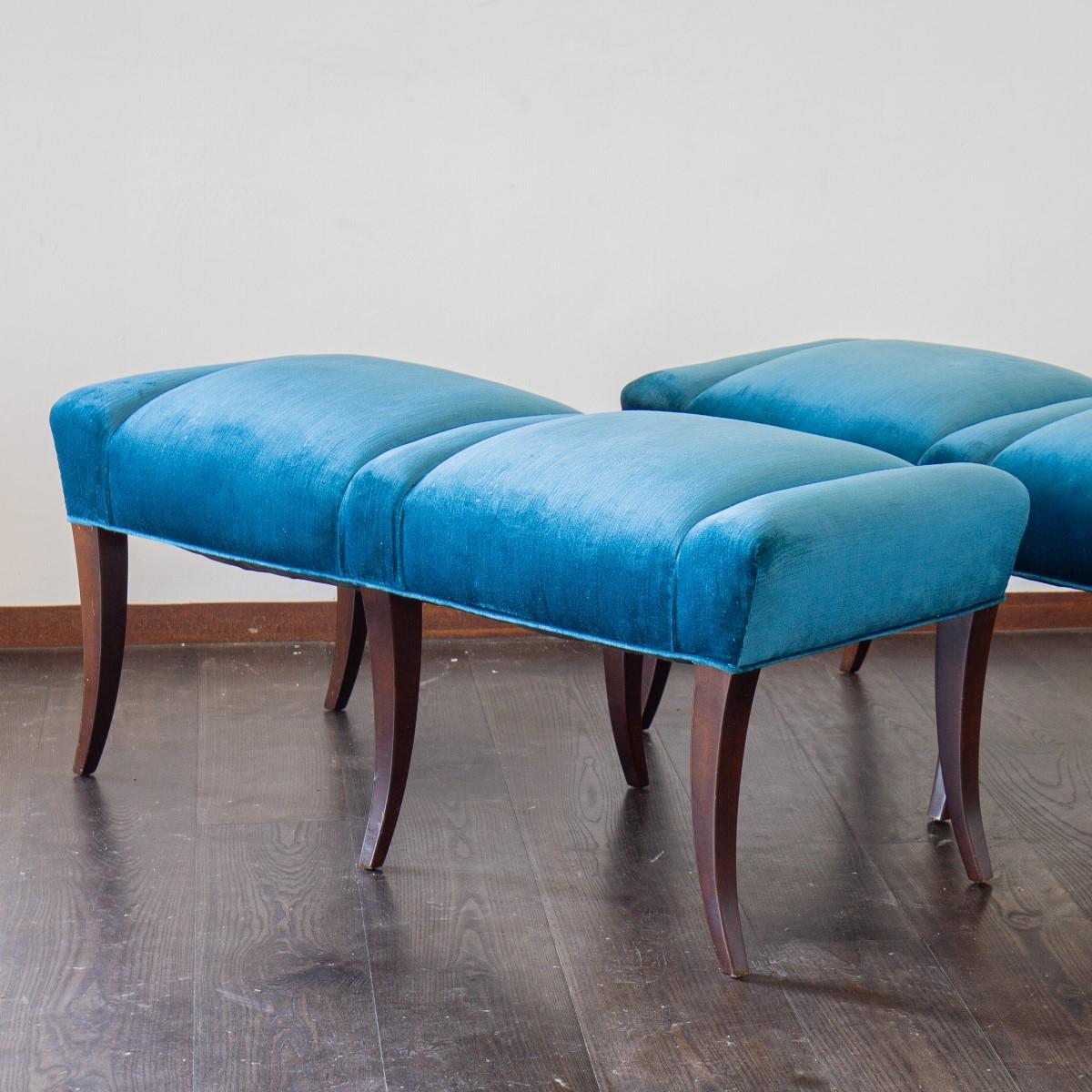 Pair of Velvet Upholstered Benches in the Manner of Parzinger 6