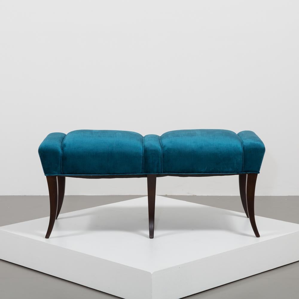 Contemporary Pair of Velvet Upholstered Benches in the Manner of Parzinger
