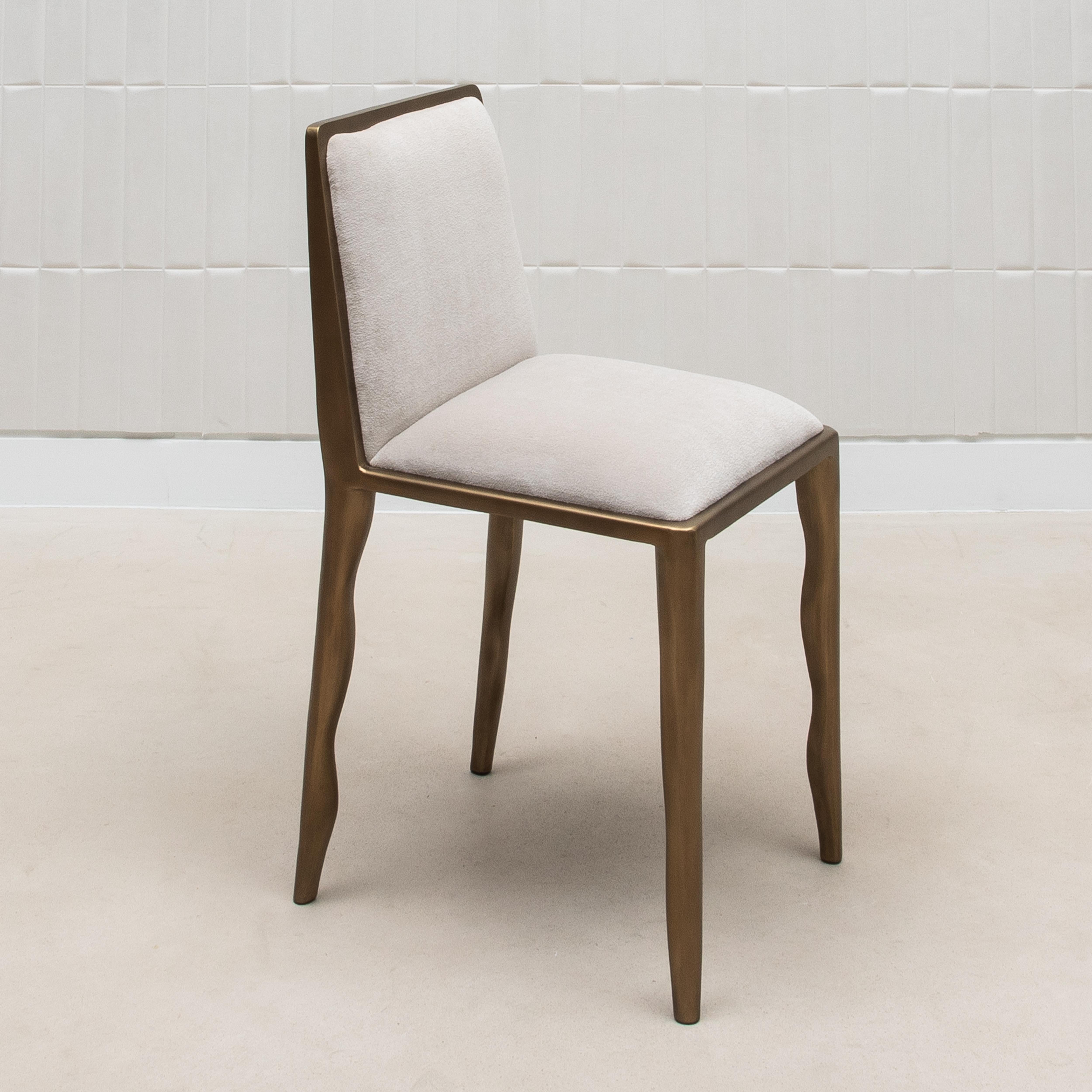 Philippine Pair of Velvet Upholstered Chairs with Patina Brass Accents by R&Y Augousti For Sale