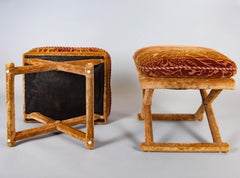 Pair of Velvet Upholstered Stools