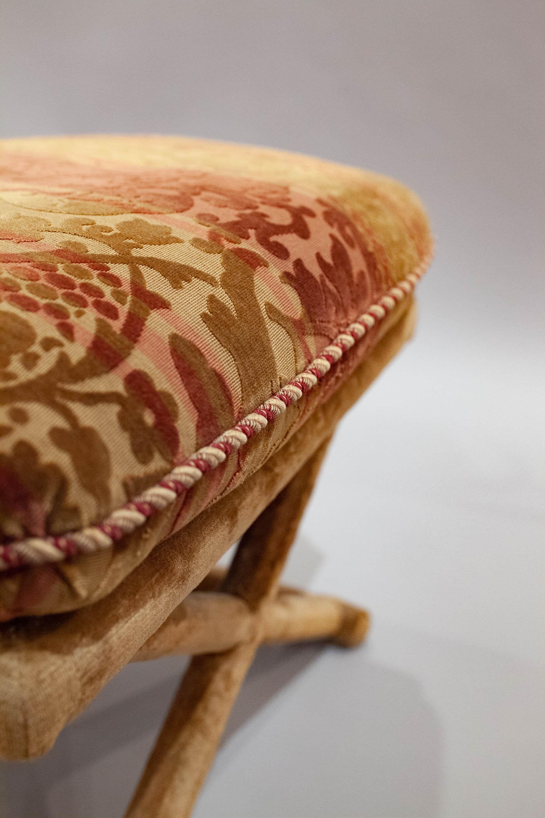 20th Century Pair of Velvet Upholstered Stools For Sale