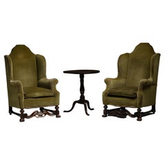 Pair of Velvet Wingback Chairs, England, circa 1900