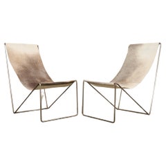 Paar Verner Panton Style Cowhide Sling Lounge Chairs