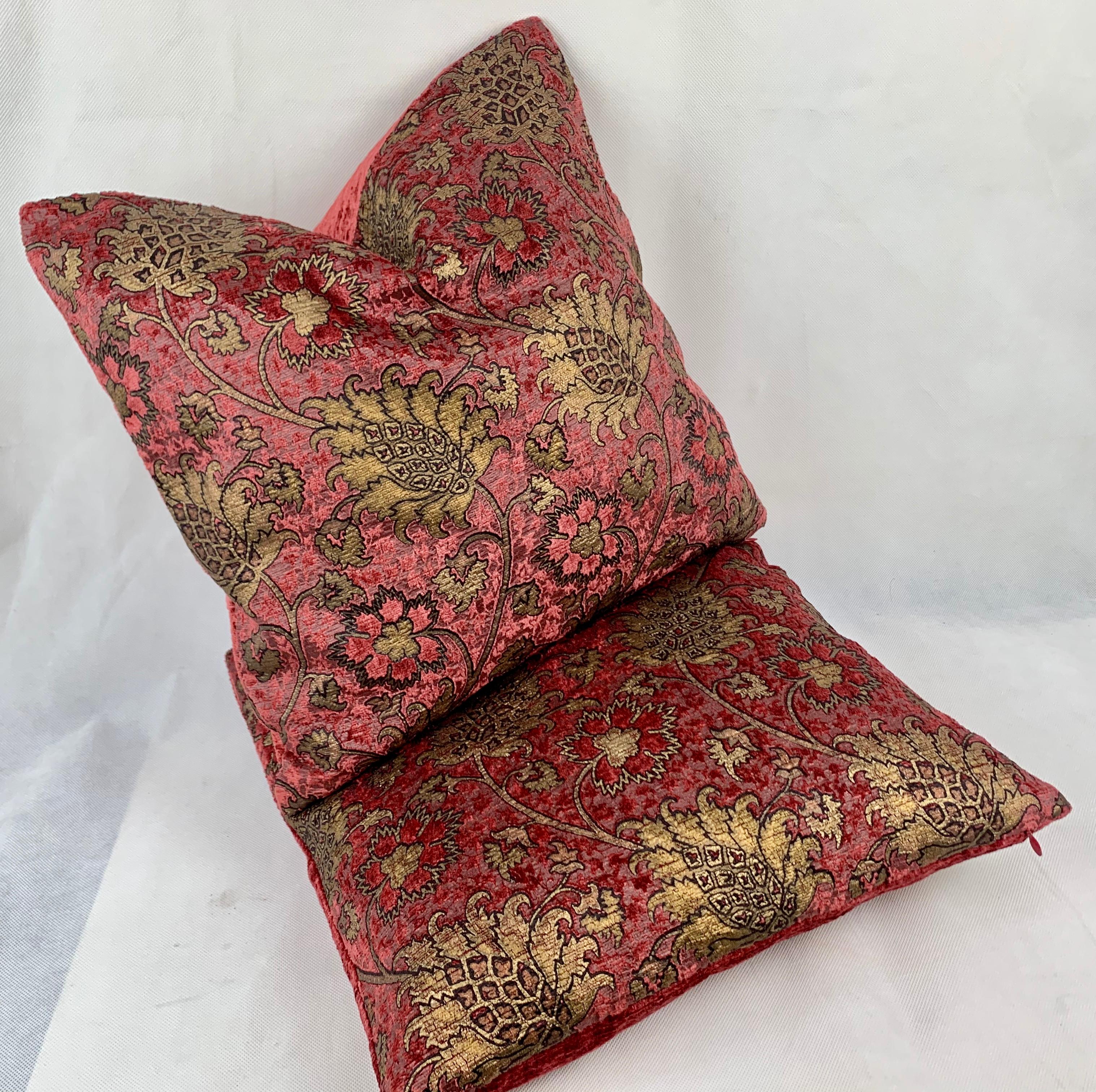 Rococo Revival Fortuny/Venetia Studium Square Velvet Cushions. The Bizarre Pattern