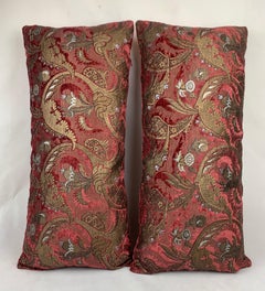 Pair of the Bizarre Pattern Oblong Velvet Cushions by Venetia Studium/Fortuny