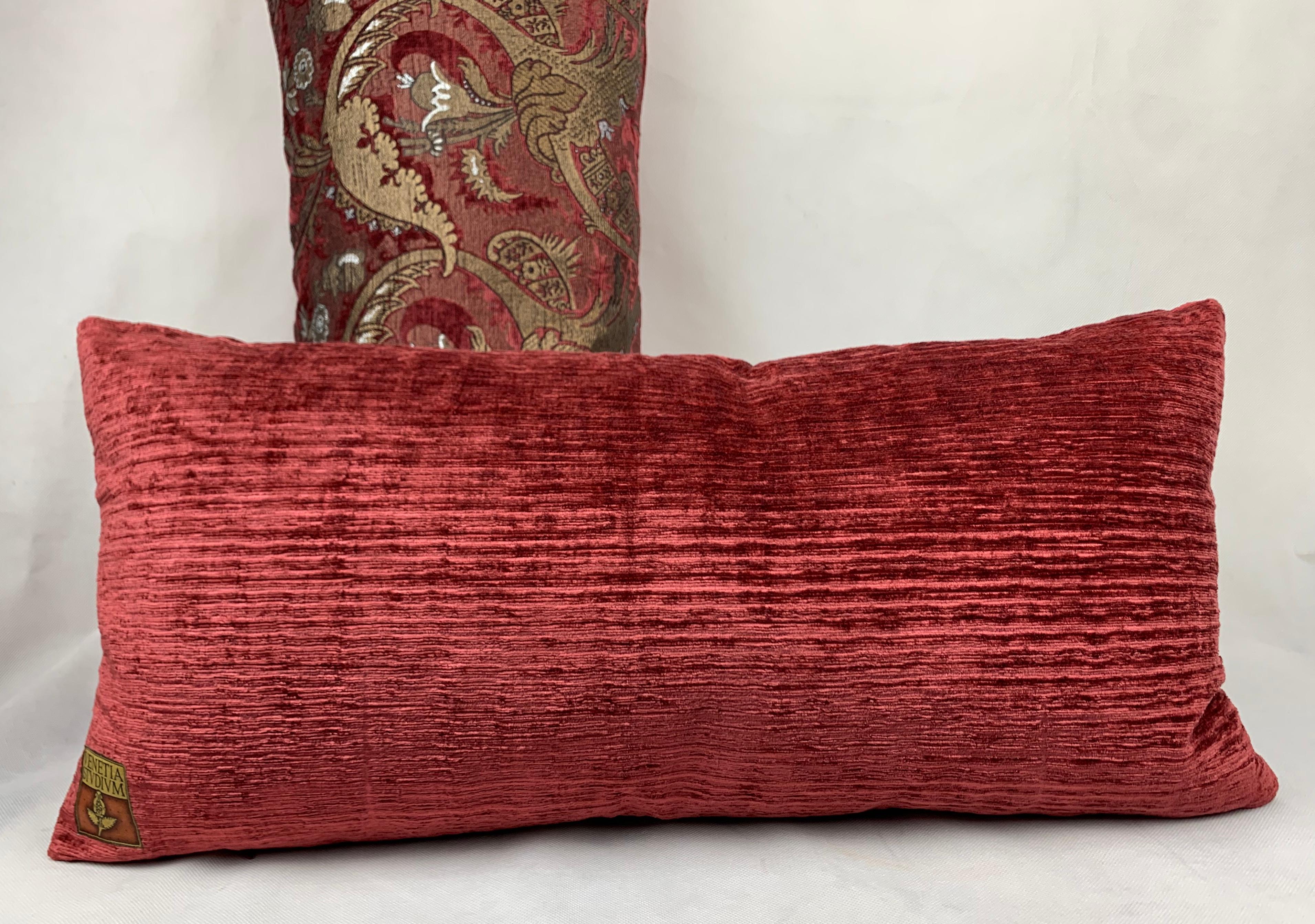 Rococo Revival Pair of the Bizarre Pattern Oblong Velvet Cushions by Venetia Studium/Fortuny