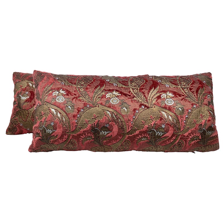 A Pair of The Bizarre Pattern Oblong Velvet Cushions by Venetia Studium/Fortuny  For Sale