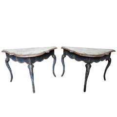 Pair of Venetian 17th Century Style Console Tables, Demilune’s