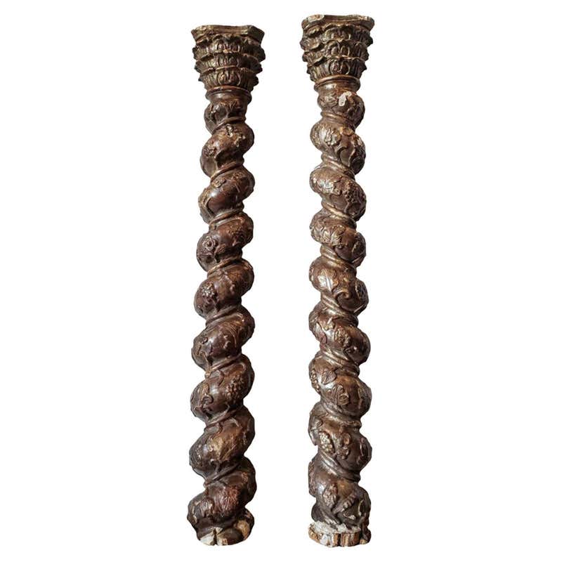 Pair of Italian Rococo Painted Carved Columns For Sale at 1stDibs ...