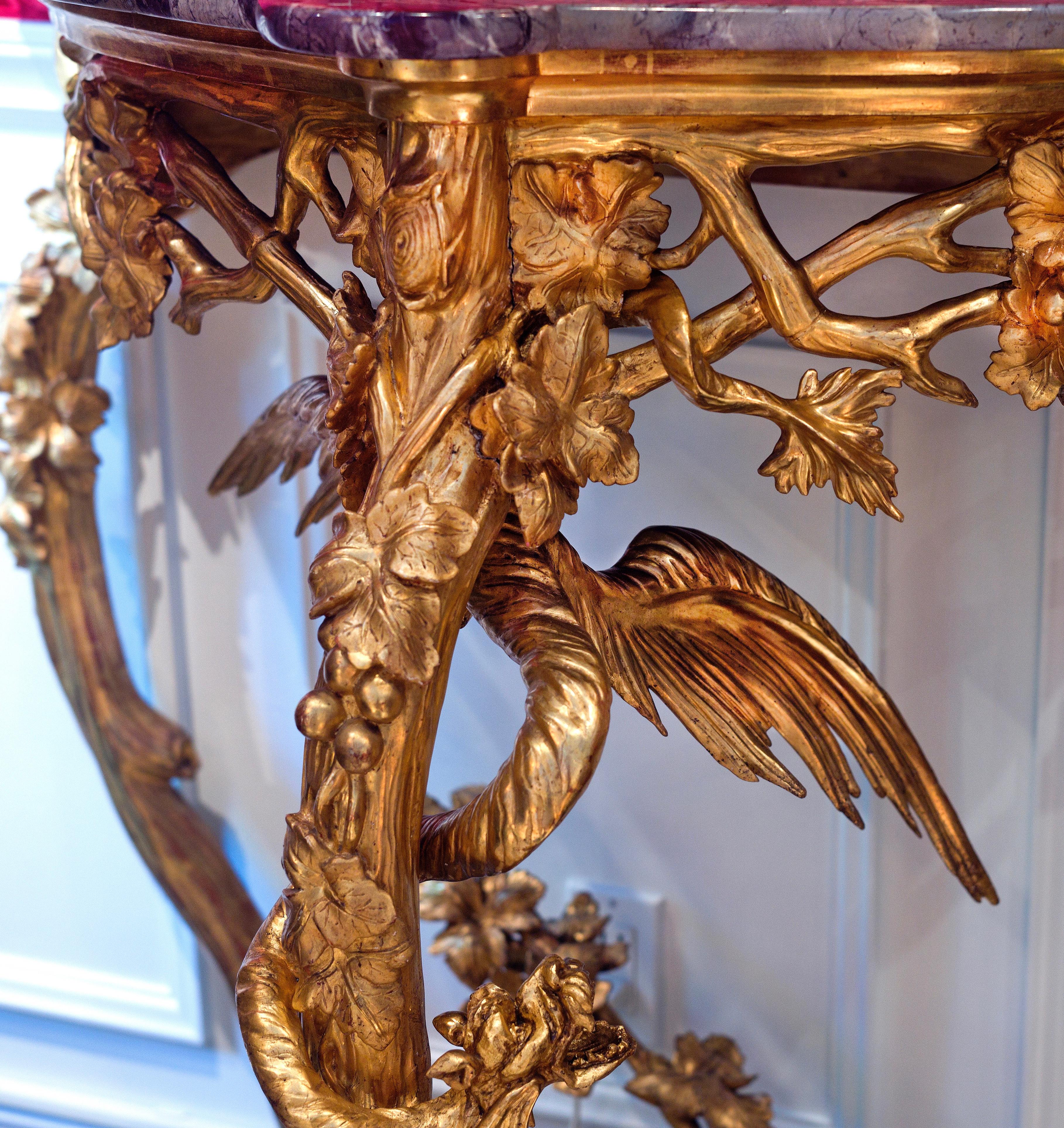 Pair of Venetian 18th-19th Century Rococo Dragon and Bird Mirrors and Consoles For Sale 9