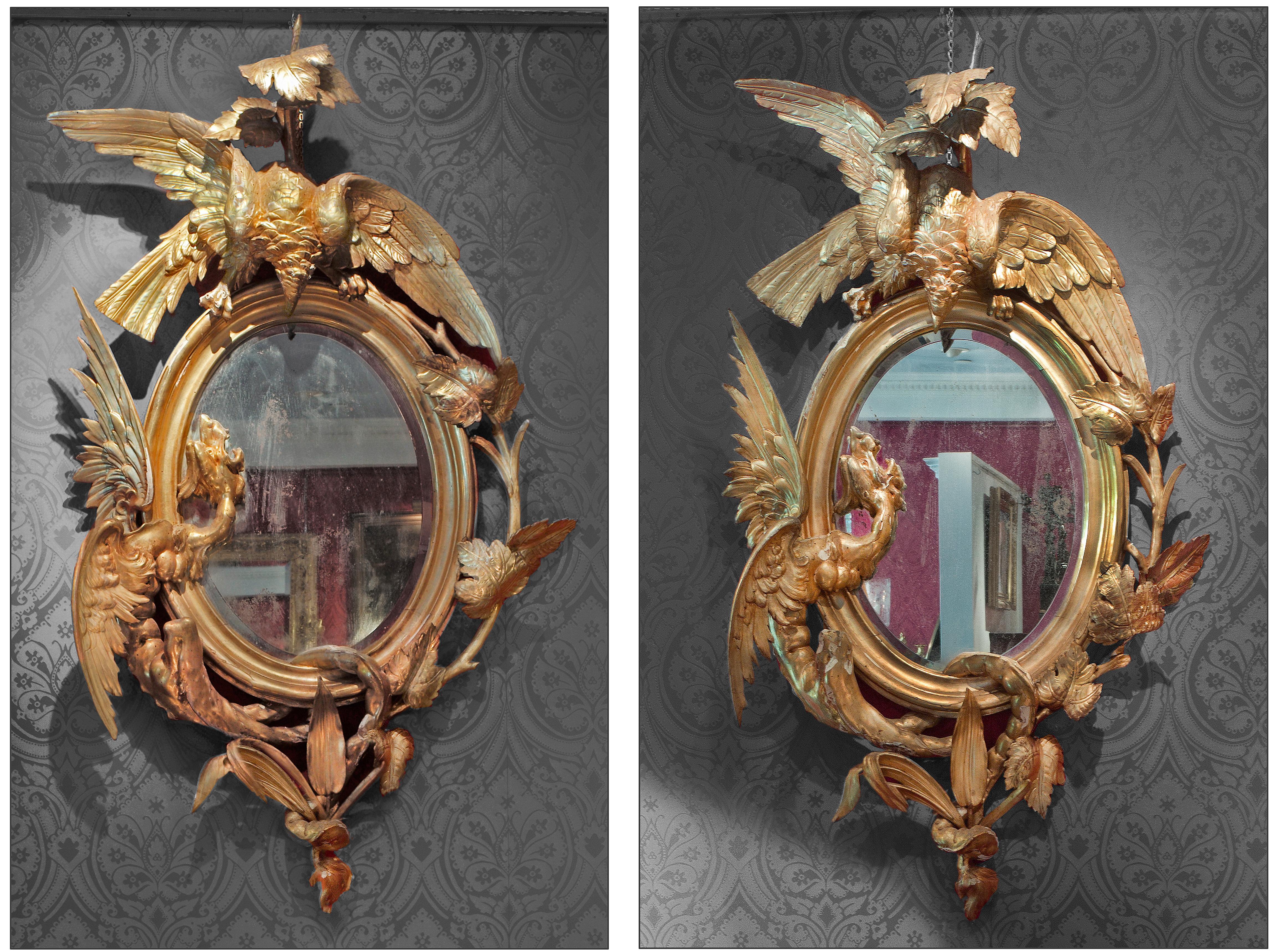 Pair of Venetian 18th-19th Century Rococo Dragon and Bird Mirrors and Consoles For Sale 11